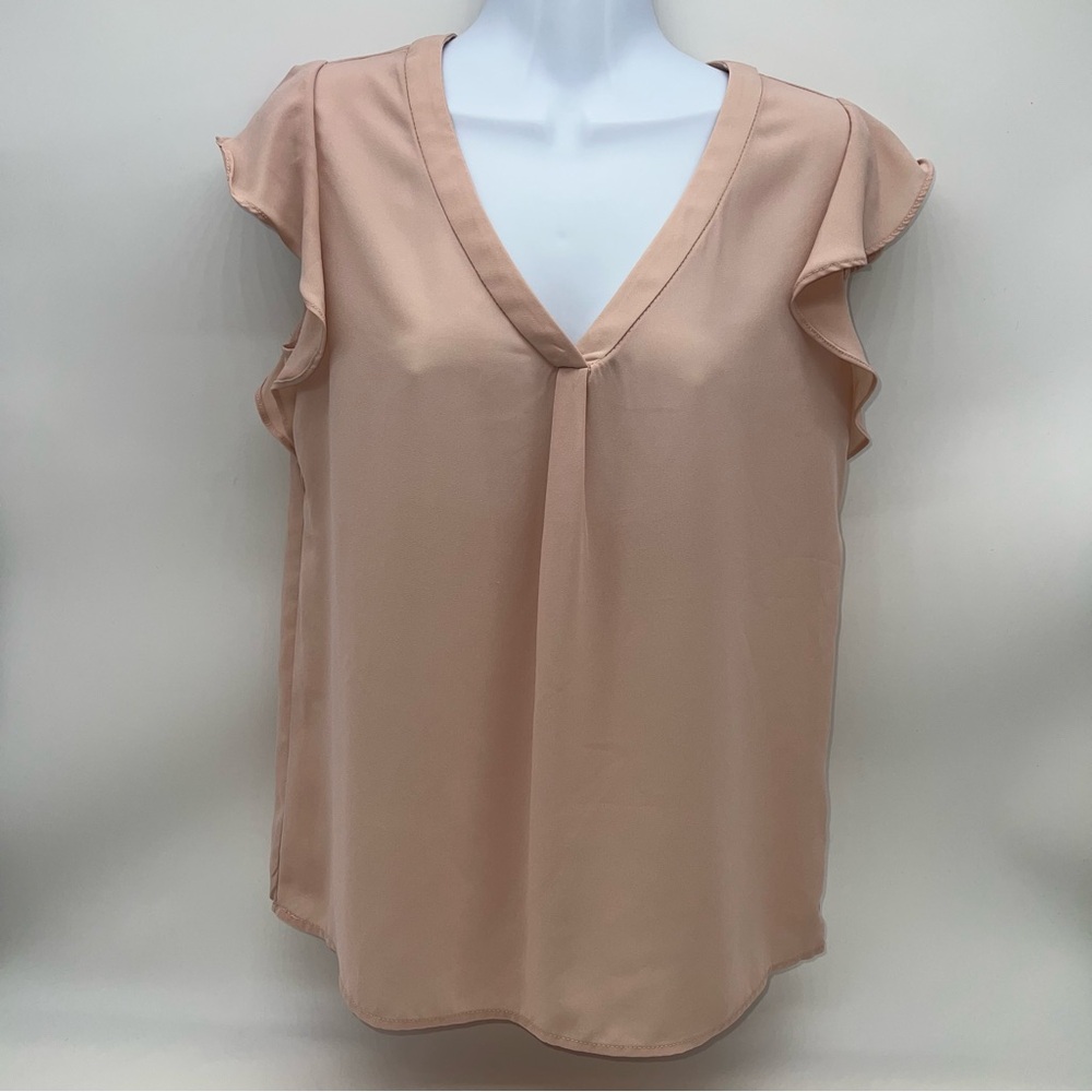 Philosophy Blush V-Neck Ruffle Sleeve Blouse